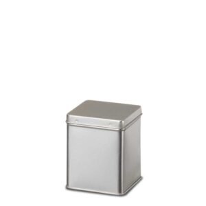 Standard teboks i sølv 250g.